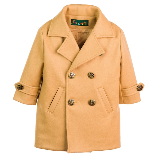 ForCutiesKids Double Breasted Down Coat Toddler, Long Wool Peacoat for Boys, Kids Warm Winter Vintage Coat , Long Classic Coat, Junior Long Pea Coat