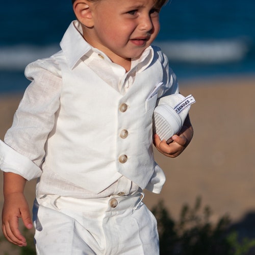 Wedding Baby Boy White Linen Suit/ Baby Christening Outfit/ 2 Etsy