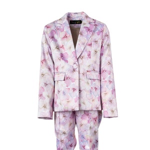 Floral Toddler Suit: Girls&#39; Satin Blazer and Pants Outfit
