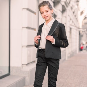 Girls&#39; Tuxedo Suit: 3-Piece Formal Outfit, Italian Cotton Blend