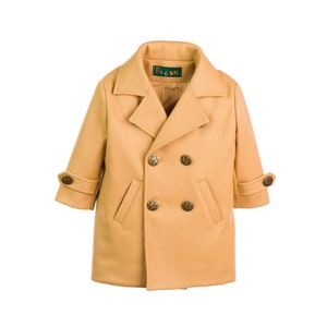 Double breasted down coat toddler, Long wool peacoat for boys, Kids warm winter vintage coat , Long classic coat, Junior long pea coat