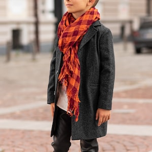 Boys Wool Blend Winter Coat: Vintage Style Long Coat