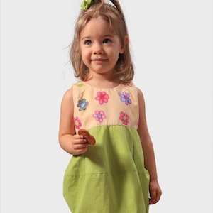 Summer dress for girls/Toddler girl t shirt dress/Green dress/Flower girl dress/Bubble skirt dress/Floral dress/Bubble dress/Balloon dress
