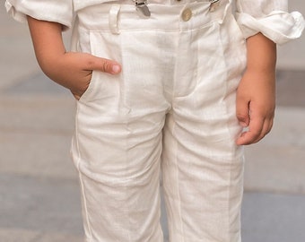 Linen summer short pants boys/ White linen short pants/ Rustic wedding Linen clothing toddler/ Stylish outfit