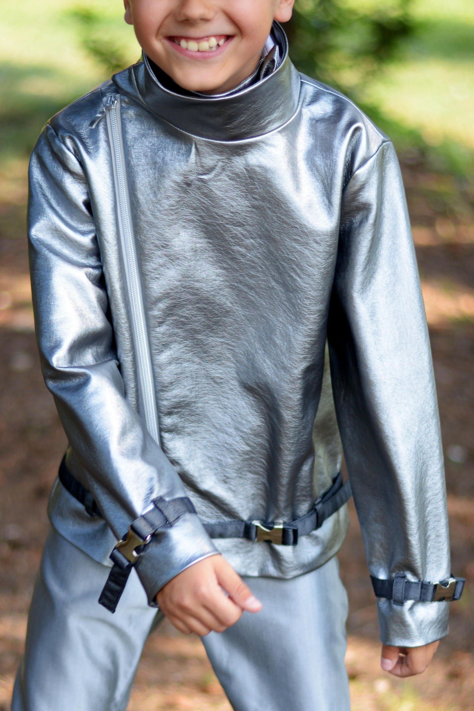 Silver Eco leather boys jacket Shiny bomber Boys faux | Etsy