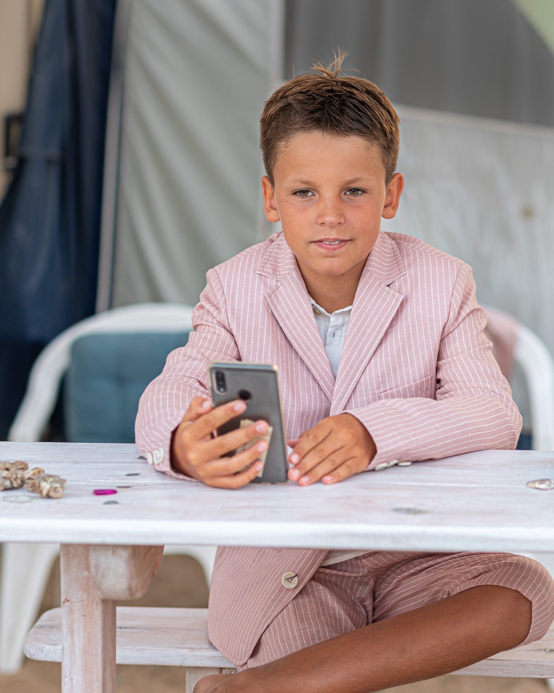 Completo Bambino Elegante (5 Pezzi) - Camicia, Gilet, Pantaloni, Papillon E Cravatta Per Matrimoni E Cerimonie - Foto 9