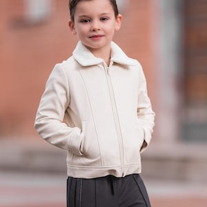 Boys&#39; Faux Leather Jacket: Fleece Lined Vegan Pilot Jacket