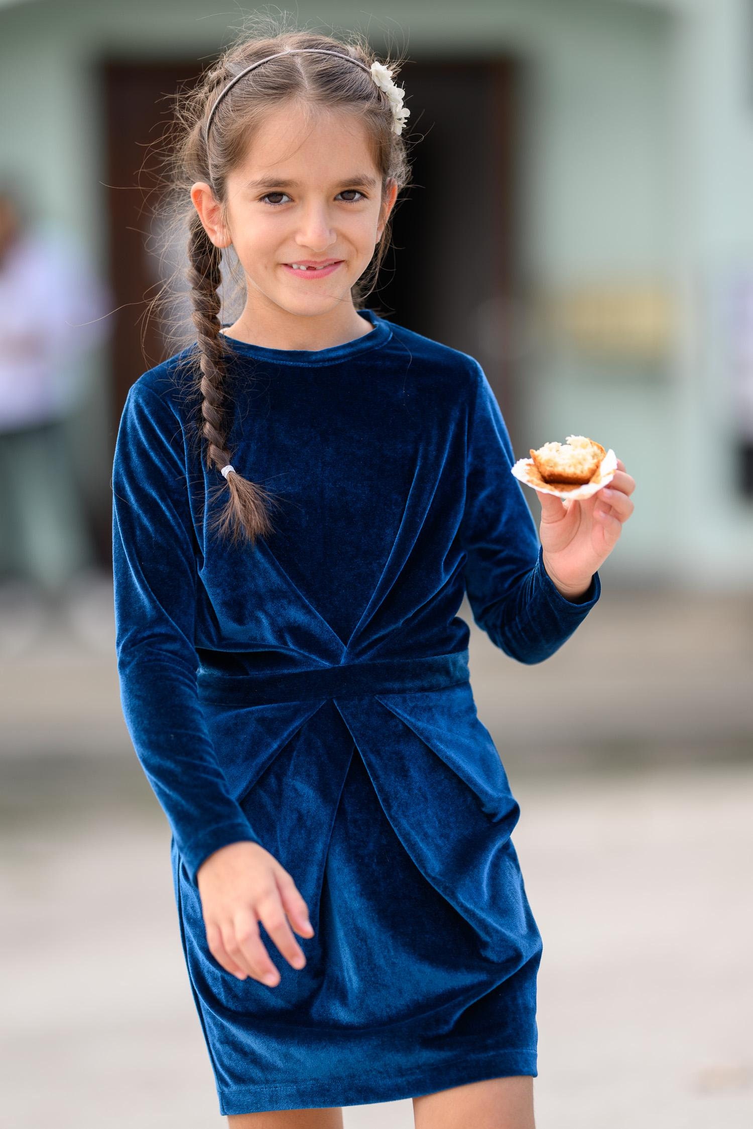 girls velvet dress A classic girl's dress in antique blue velvet special occasion dress Classic Girl