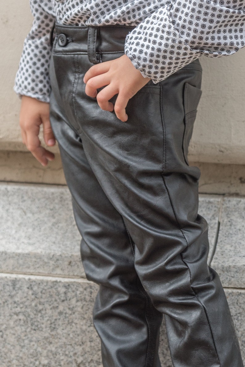 Black Faux Leather Pants Boys Leather Trousers Toddler Boy Etsy UK