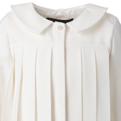 Girls white pleated dress/ Long sleeve formal dress/ Toddler girl pleated christening dress/ Peter pan collar shops baptism dress