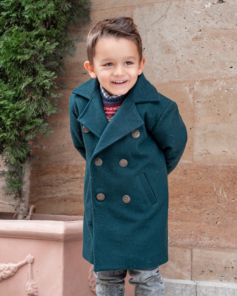 Long wool peacoat for boys Kids warm winter vintage coat Etsy