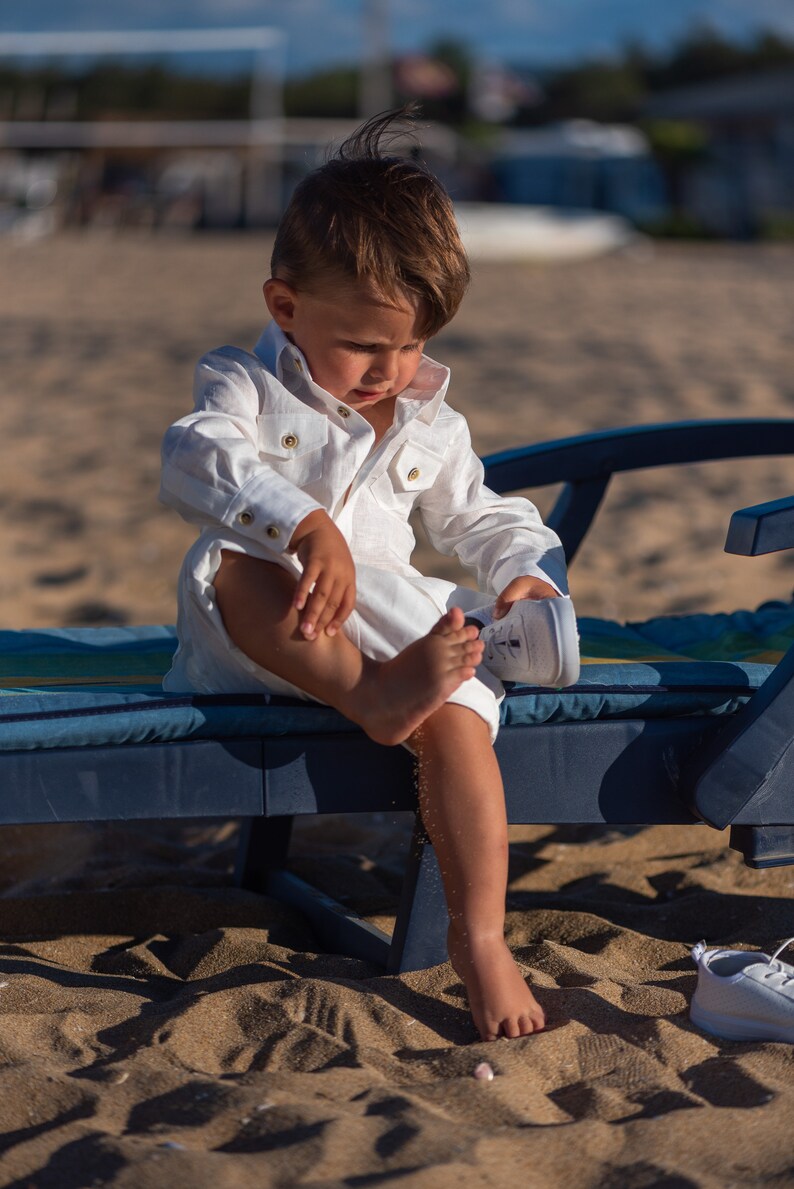 Summer Baby Boy White Linen Set/ Baby Christening Summer Etsy