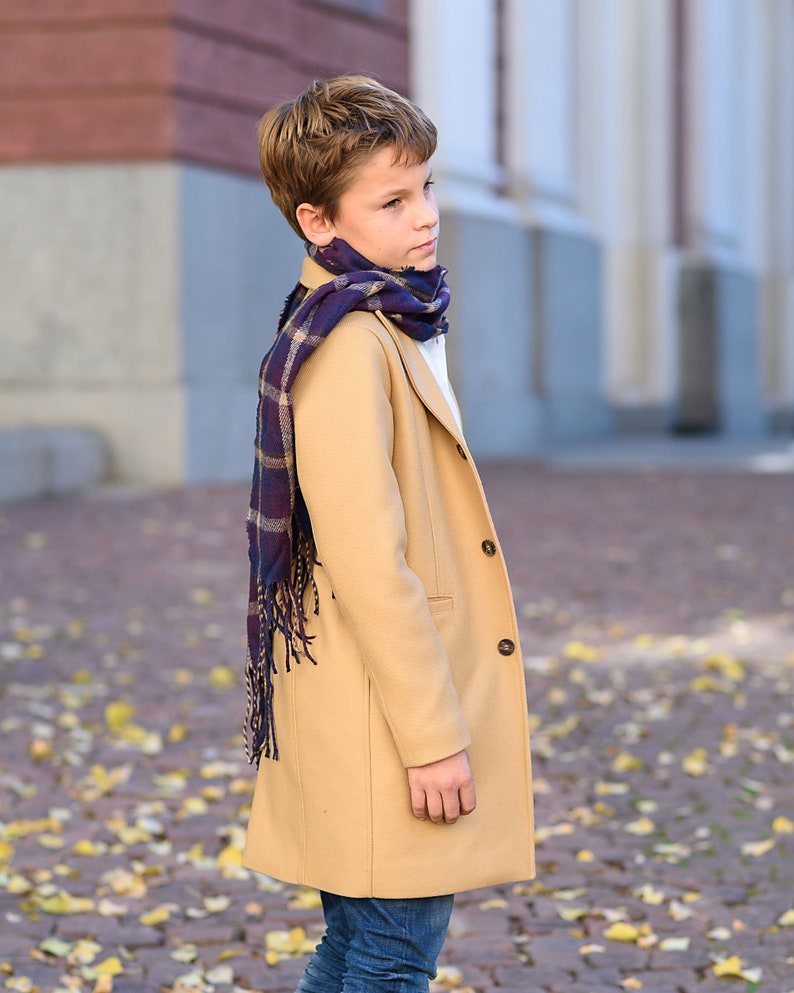Stylish wool coat for boy winter outfit/ Kids wool coat jacket/ Children's long wool coat/ Long pea coat jacket/ Toddlers trendy overcoat image 4