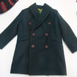 Long shawl collar wool for boys, Double breasted down coat toddler, Kids warm winter vintage coat, Navy classic coat, Junior long pea coat image 10