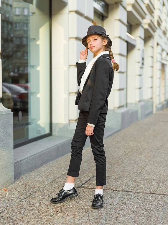 Black tuxedo suit girls/ Tailored toddler suit formal dress | Etsy