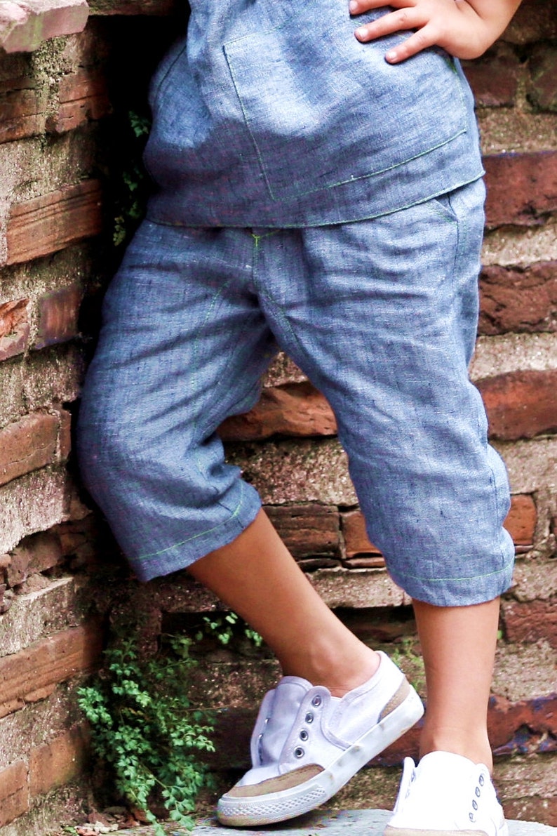 Boys Pants/ Three Quarter Length Trousers/ Boys Linen Drop Etsy