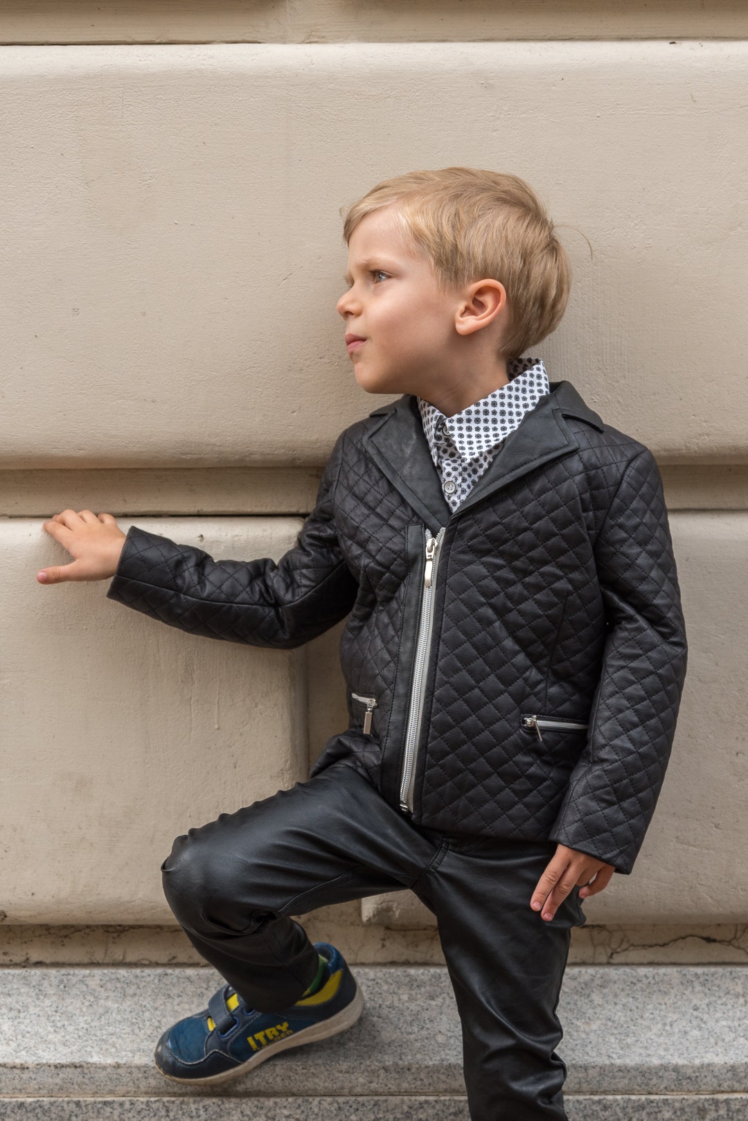 Boys Leather Jacket Black Faux Leather Quilted Jacket - Etsy
