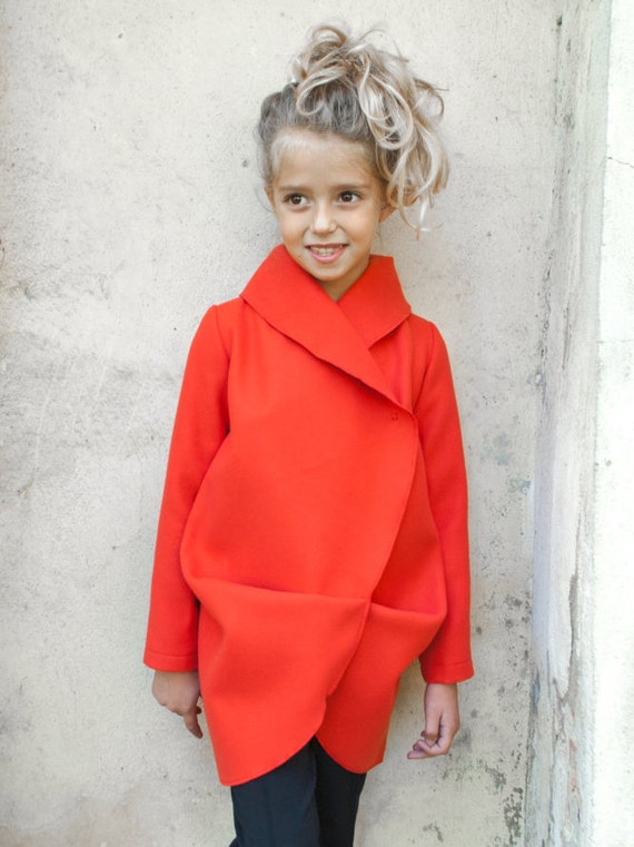 Girls Shawl Collar Wool Coat Toddler, Red Winter Coat Toddler Girl