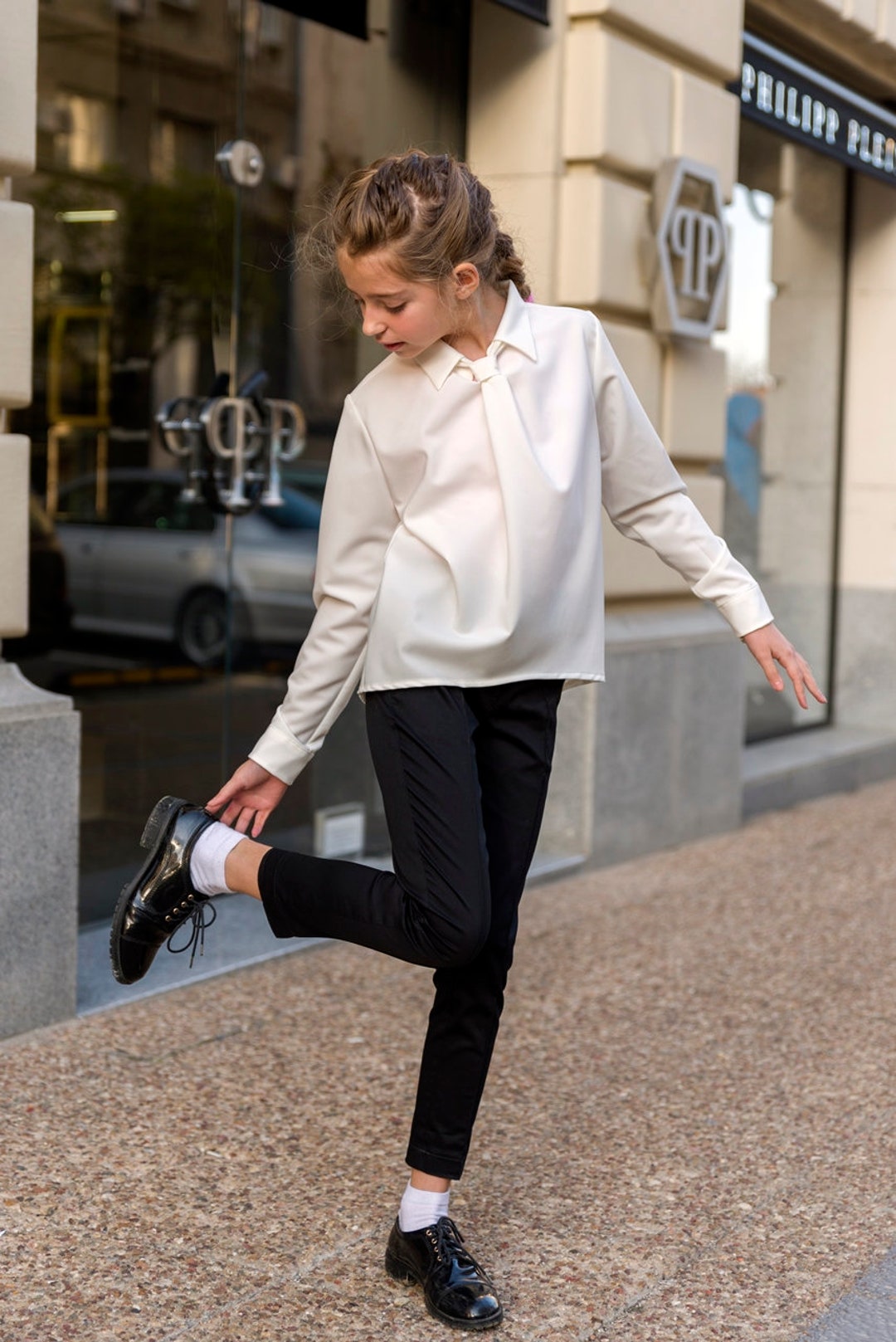 Blusa blanca para ninas camisa de manga larga blusa formal para ninos blusa de disenador superior para ninos blusa romantica regalo para ninas traje elegante Etsy Espana