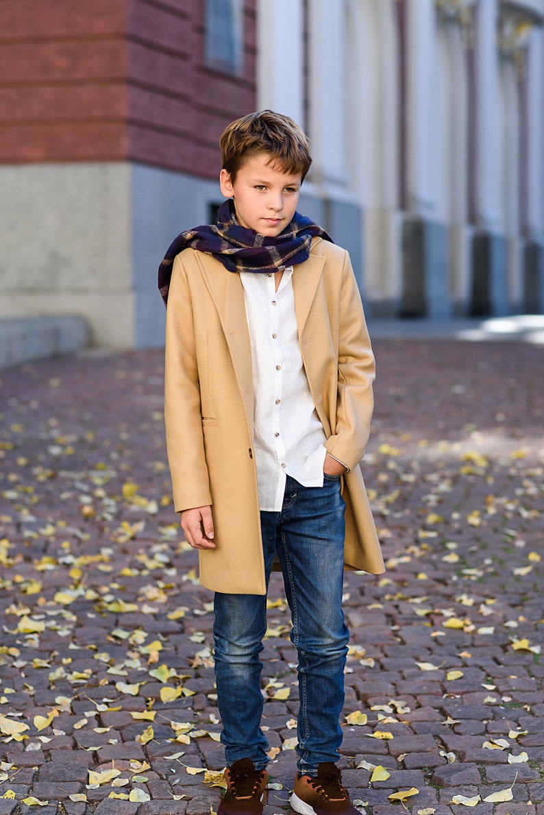 Stylish wool coat for boy winter outfit/ Kids wool coat jacket/ Children's long wool coat/ Long pea coat jacket/ Toddlers trendy overcoat image 1