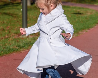 Girls coat, White long winter coat, Girls communion coat jacket, Long soft fleece coat, Wedding coat jacket toddlers, Toddler coat