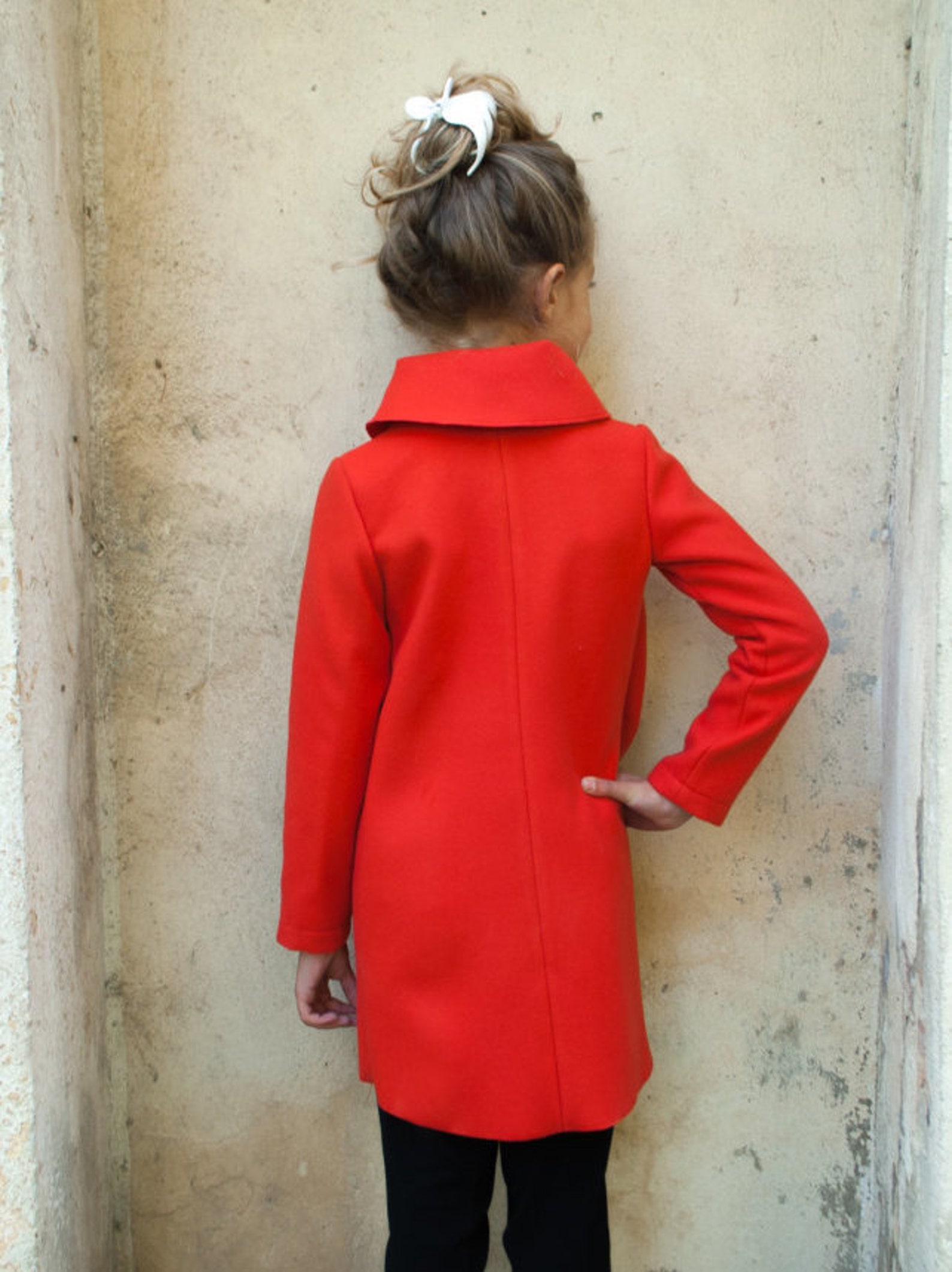 Girls Shawl Collar Wool Coat/toddler Girl Winter Coat/red Coat Etsy