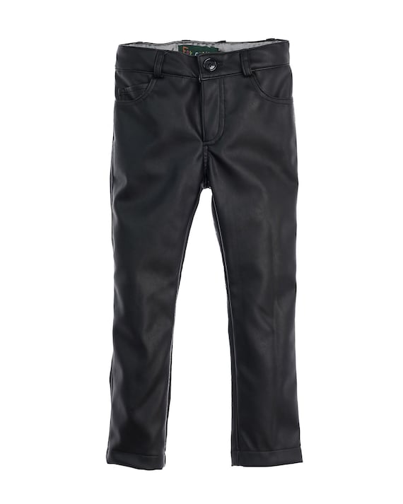 Vegan Leather Biker Trousers - Black