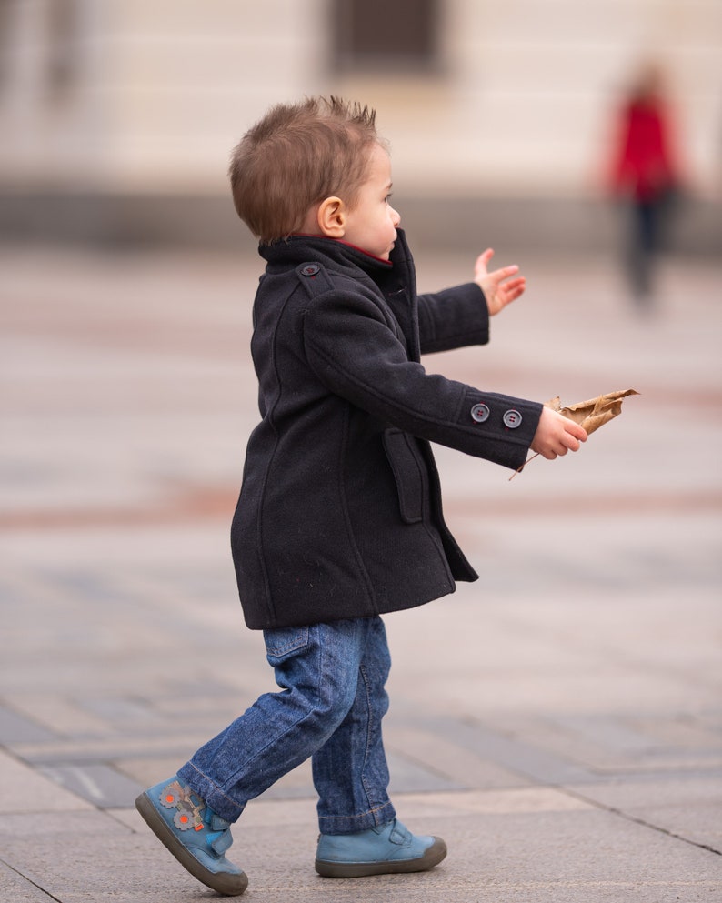 Baby boys double breasted black wool coat, Baby Winter Coat, Infant Coat, Baby winter oufit, Winter Baby boys Clothing image 6