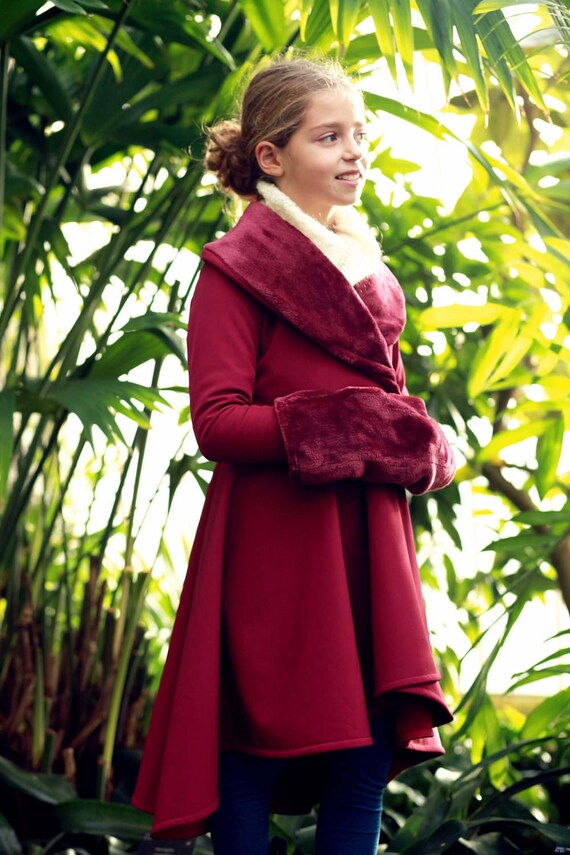 Wine Red Long Winter Coat Girls Jacket Fleece Singapore Long Winter Coat Girls Jacket, Red Winter Coat Toddler Girl