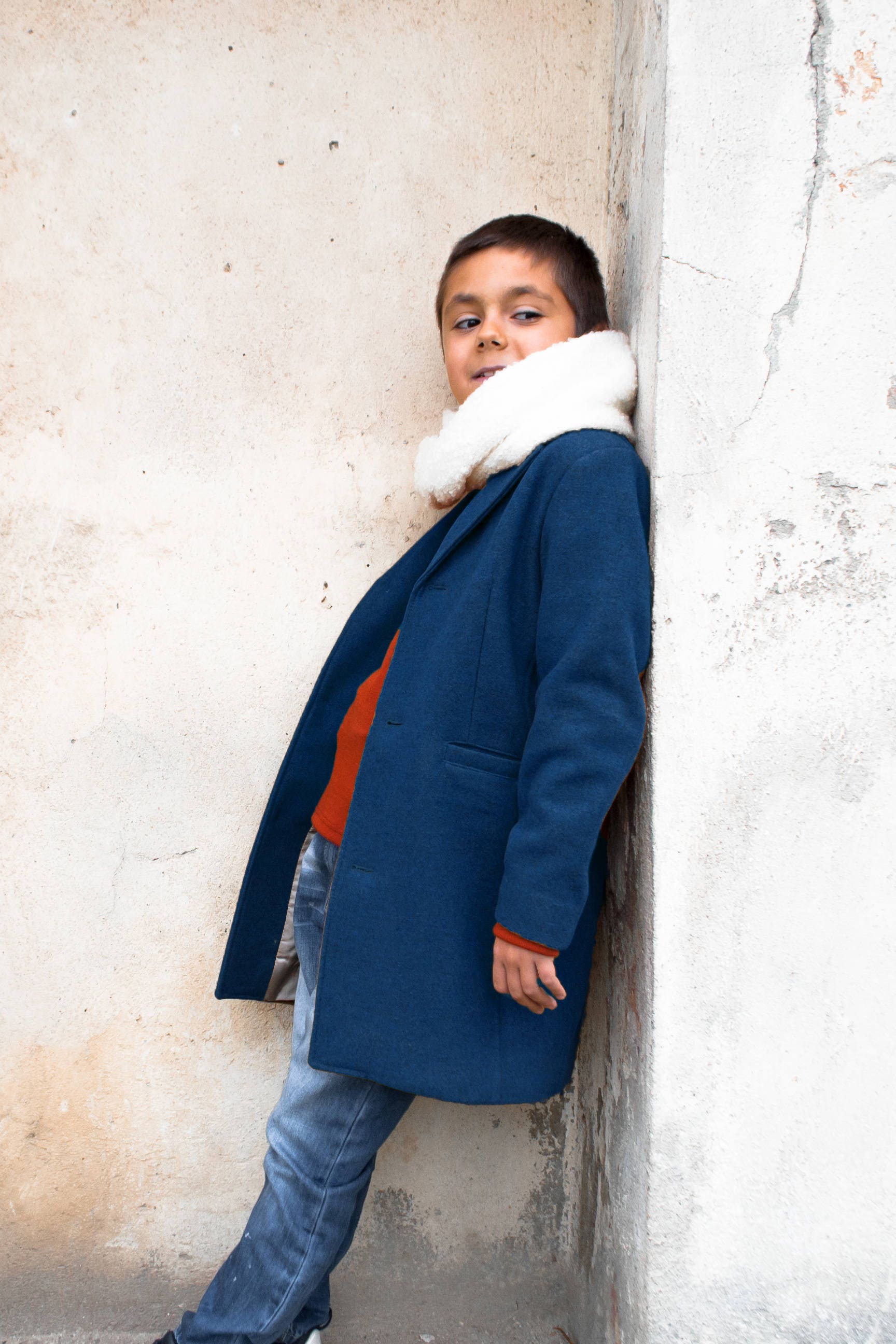 Boys grey wool clearance coat