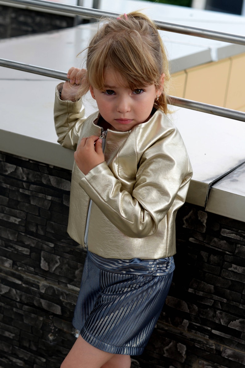 Shiny Gold Faux Leather Jacket for Girls Kids Jacket Short Etsy