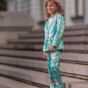 Floral Satin Girls Suit: Designer Toddler Formal Wear