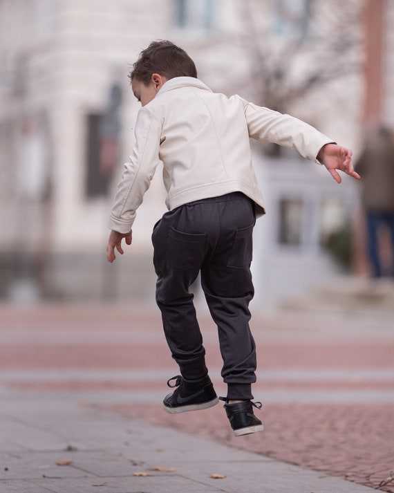 Boys Faux Leather Jacket With Fleece Lining/ Kids Faux