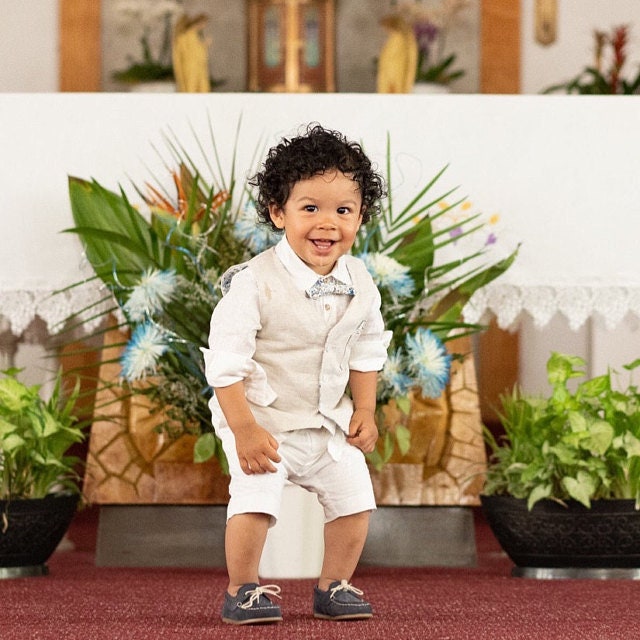 Boys Linen Suit Vest and Shorts Summer 