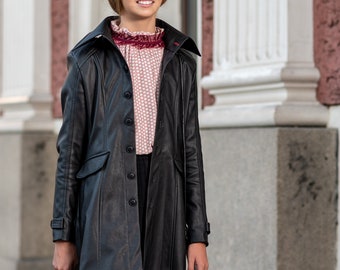 Long Faux Leather Celebrity Coat Jacket for Girl Leather
