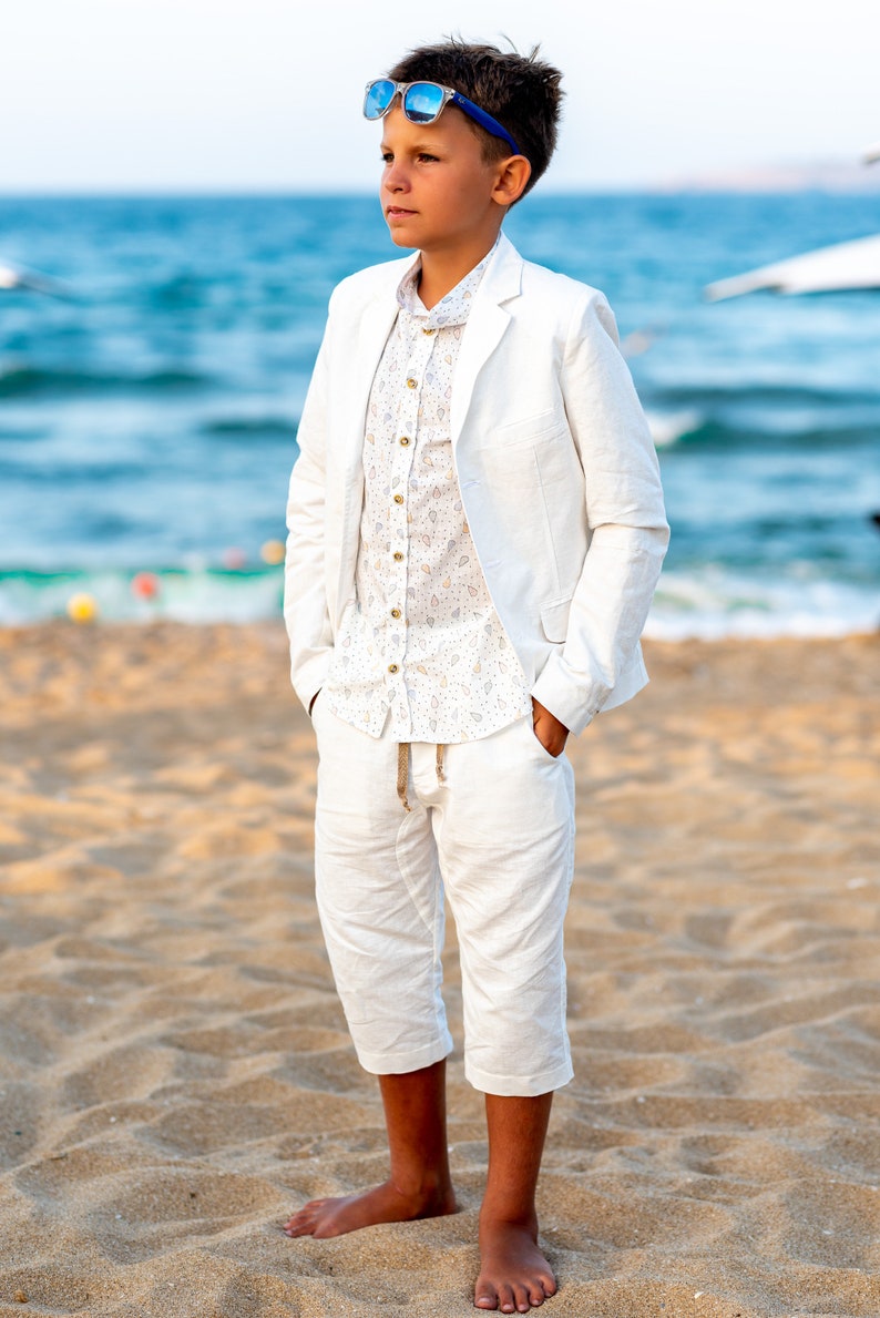 Boys wedding linen suit/ Summer formal wear kids linen outfit/ Etsy