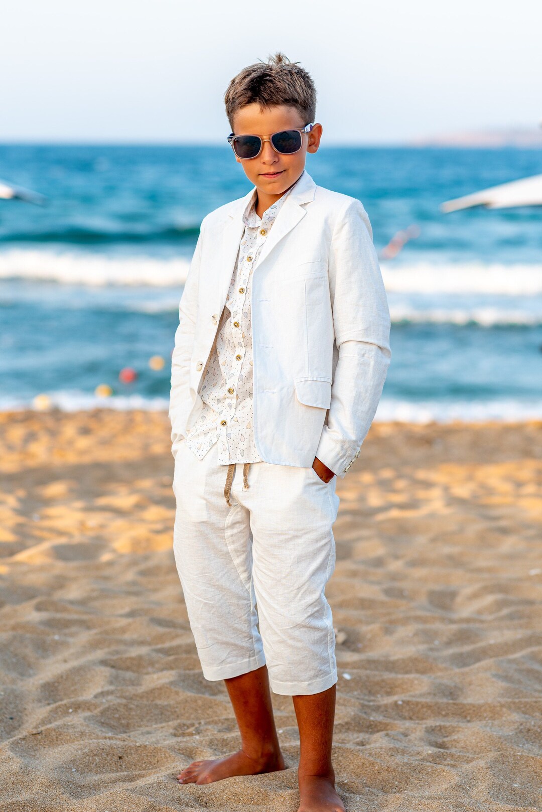 Boys Wedding Linen Suit/ Summer Formal Wear Kids Linen Outfit