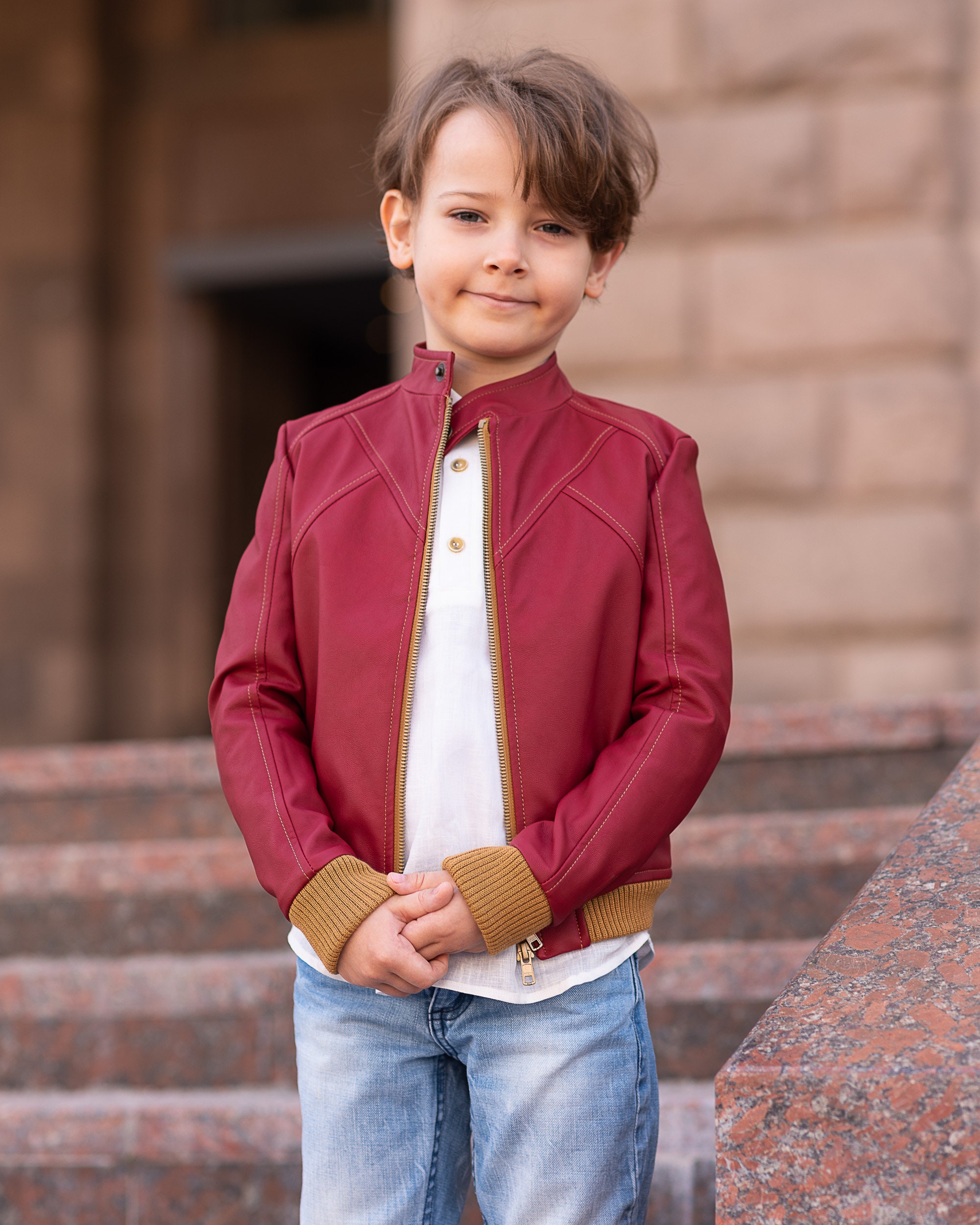 Leather jacket cheap for infant boy