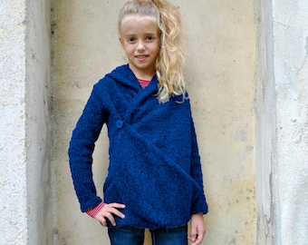 Wool cardigan sweater/Hooded sweater drape cardigan/Hoodie sweater kids cardigan/Winter cardigan/Wrap cardigan/Girls sweaters/Girls cardigan