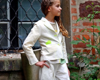 Girls white linen suit for cute summer outfits/ Kids wedding linen clothes/ White summer suit/ Summer clothes/ White suit wedding outfits