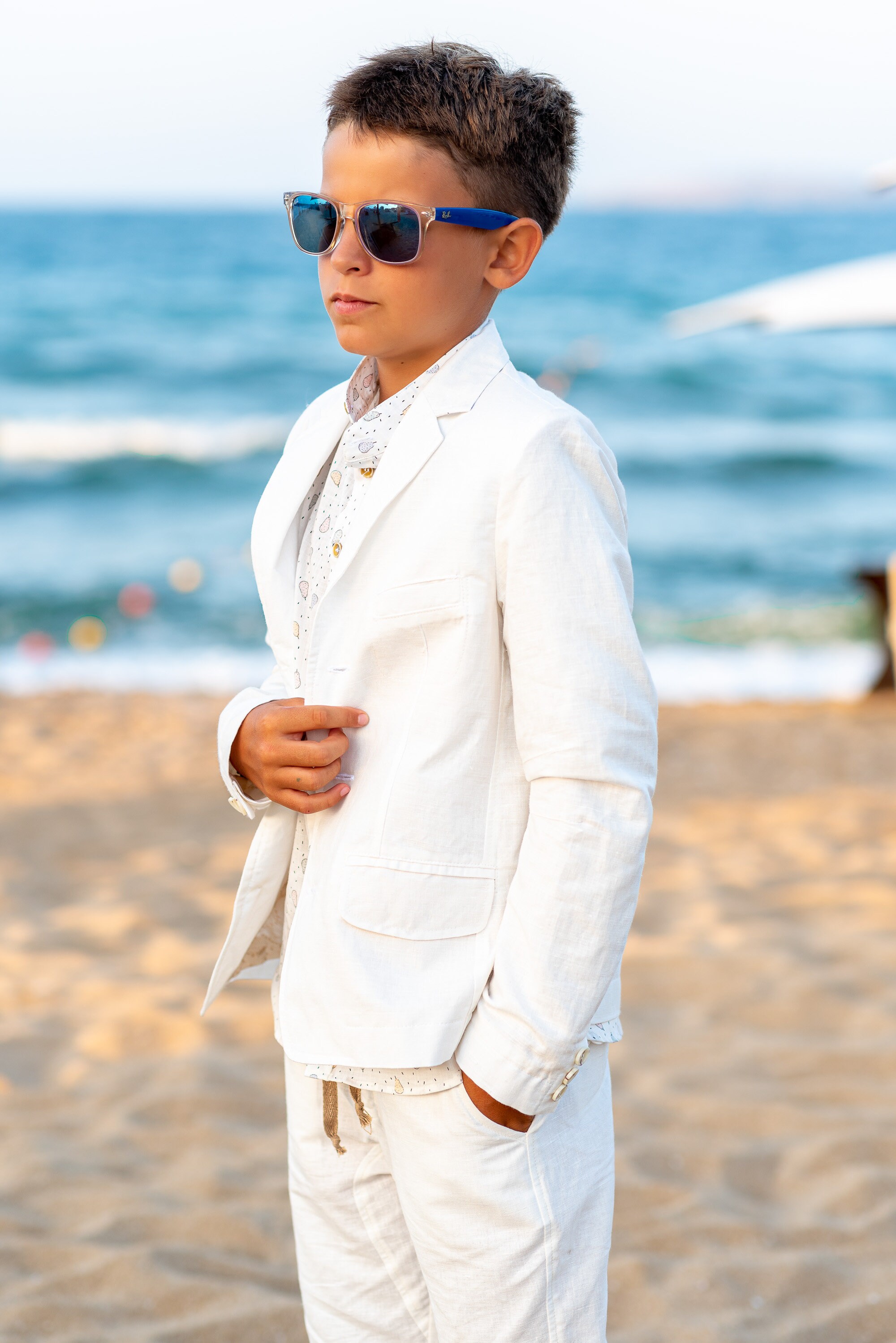 Leader of the Beauty Traje de lino de 2 piezas para niños, chaleco y pantalones cortos, traje de verano para la playa, Luz De Color Caqui, 3 años