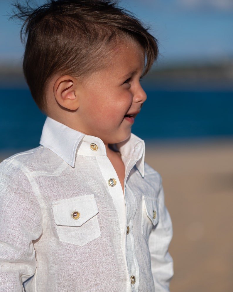 Formal Baby Boy White Linen Set/ Baby Christening Outfit/ 3 Etsy