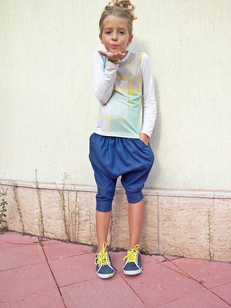 Girls harem pants/Toddler girl baggy pants/Kids capri Etsy