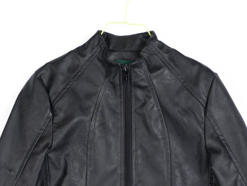 Black Leather Jacket Faux Girls Outfit Toddler Kids Vegan Vintage Eco Clothing