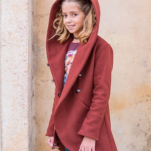 Girls winter coat/ Kids trench coat/ Toddler girl hooded wool coat/ Little girls fashion coat/ Pendleton coat/ Swing coat Boutique wool coat