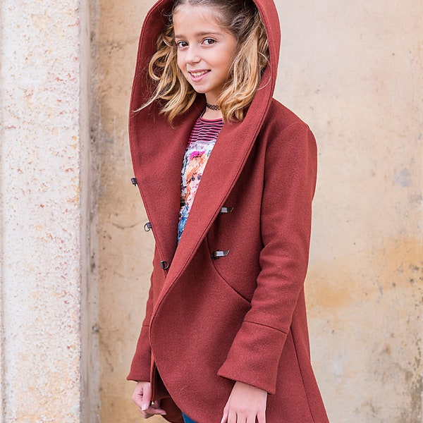 Manteau d'hiver pour filles/ Trench-coat pour enfants/ Manteau en laine à capuche pour toute-petite fille/ Manteau de mode pour petites filles/ Manteau Pendleton/ Manteau Swing Manteau en laine Boutique