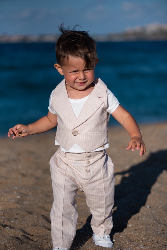 Moral Vuelo Alegre Traje de lino para bebés ropa formal de verano traje de lino - Etsy España