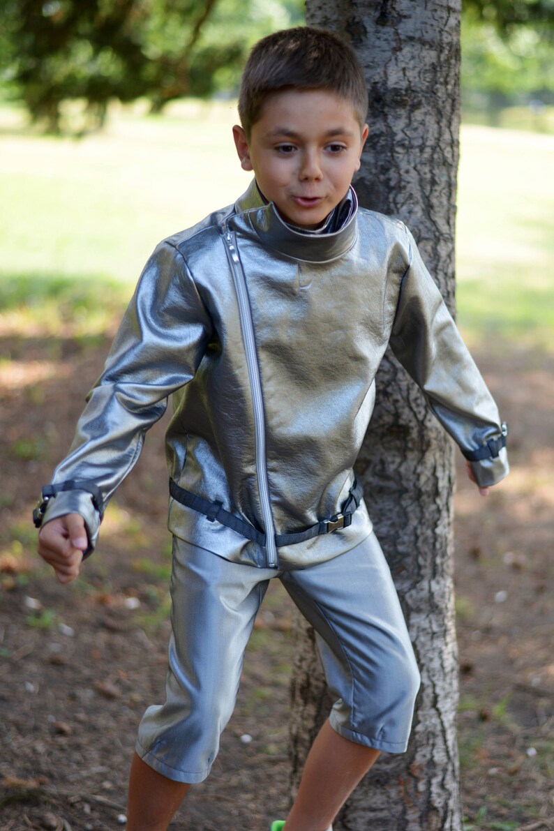 Silver Eco Leather Boys Jacket Shiny Er Faux Zipped Toddler Motorcycle