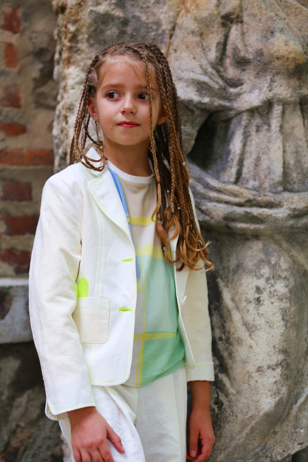 Girls White Linen Suit for Cute Summer Outfits/ Kids Wedding Etsy