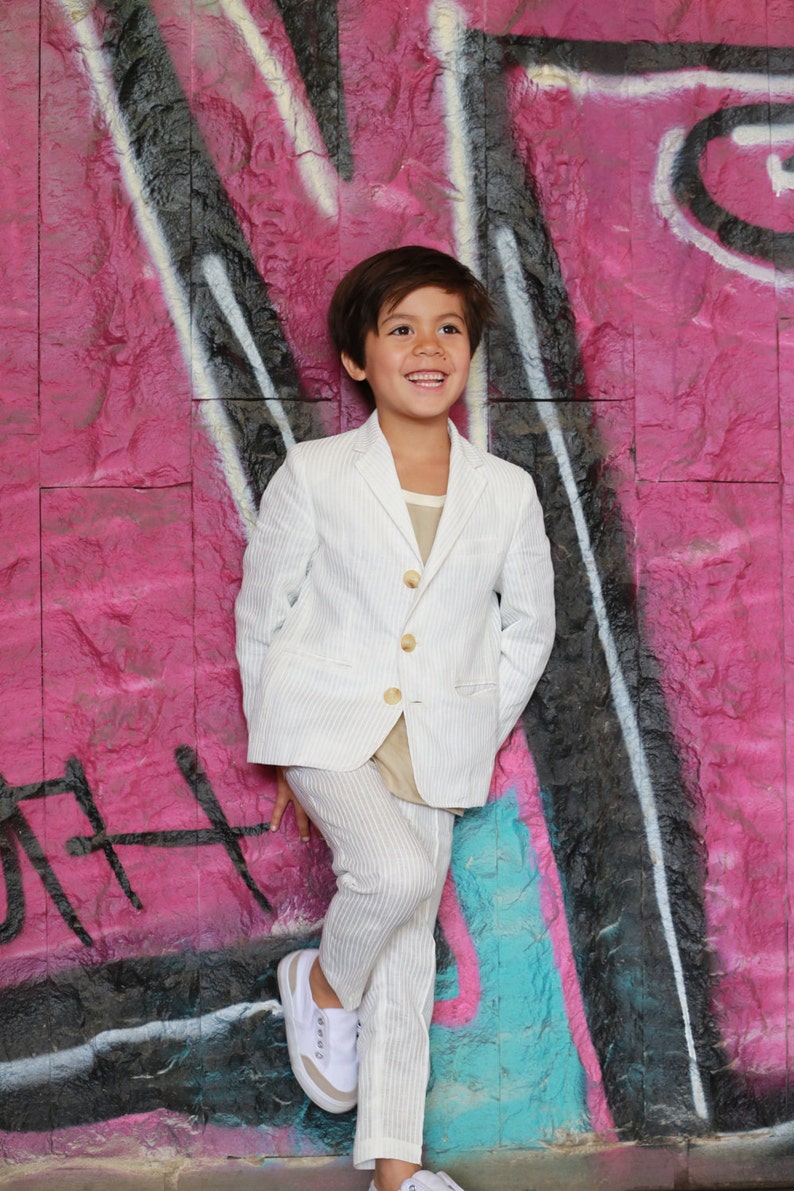 Boys Wedding Outfit Kids Seersucker Suit Toddler Boy Linen Etsy